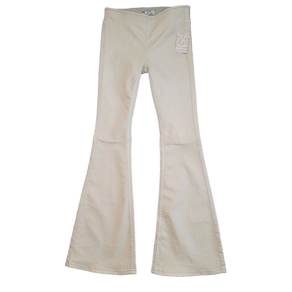 Free People Women's Penny Pull On Flare Jeans Off White Size 26 (Fits 28) NWT